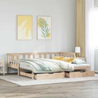 Slaapbank met onderschuifbed en lades zonder matras 90x190 cm