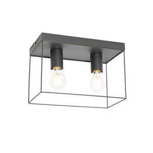 QAZQA Minimalistische plafondlamp zwart 2-lichts - Kodi