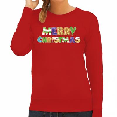 Kersttrui / sweater voor dames - Merry Christmas - rood - vrolijke kerst