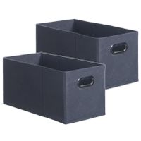 Set van 2x stuks opbergmand/kastmand 7 liter donkergrijs linnen 31 x 15 x 15 cm - thumbnail