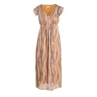 Cassis maxi jurk met all over print en ruches camel - thumbnail