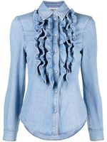 MOSCHINO JEANS chemise en jean délavé à volants - Bleu - thumbnail