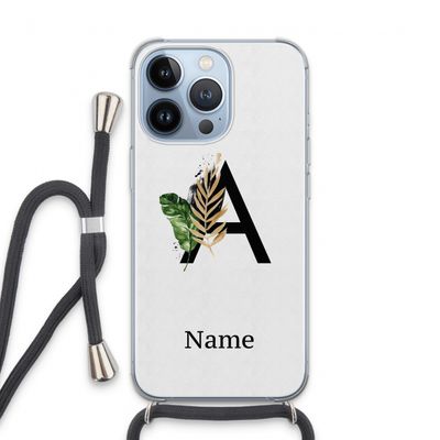 Charcoal Flora: iPhone 13 Pro Transparant Hoesje met koord