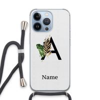 Charcoal Flora: iPhone 13 Pro Transparant Hoesje met koord