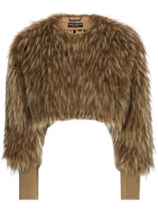 Dolce & Gabbana faux-fur cropped jacket - Marron