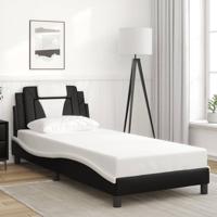 Bedframe "Viana" zonder matras kunstleer zwart en wit 90x190 cm
