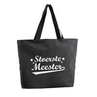 Stoerste Meester shopper cadeau tas zwart 47 cm - thumbnail