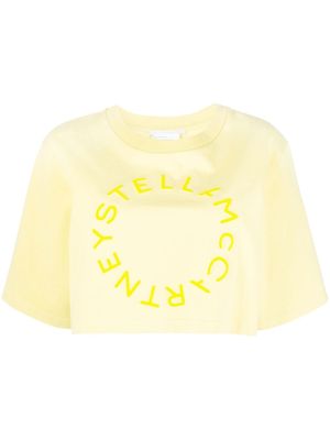 Stella McCartney t-shirt crop à logo floqué - Jaune