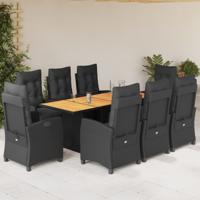 9-delige Tuinset poly rattan zwart