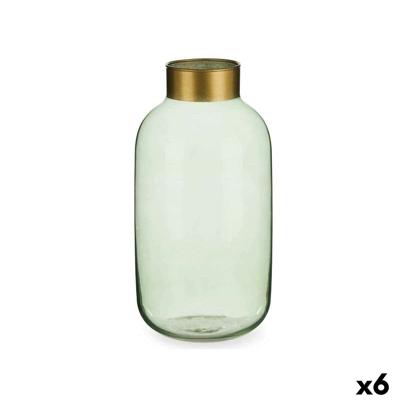Vaas Gift Decor V1530IP-G V1530IP-G Groen Gouden Glas 14,5 x 29,5 x 14,5 cm (6 Stuks)