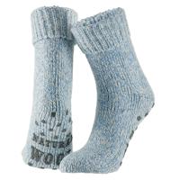 Apollo Wollen huissokken/slofsokken - dames - blauw - warme wintersokken - antislip Apollo Wollen huissokken/slofsokken - dames - blauw - warme wintersokken - antislip