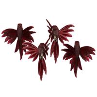 Kolibrie vogels op clip - 2x st - rood - 12 x 13 x 7,5 cm -kunststof- decoratie