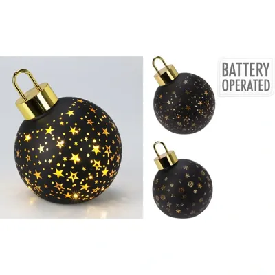 KERSTBAL MET LED 15CM MAT ZWAR KERSTBAL MET LED 15CM MAT ZWAR