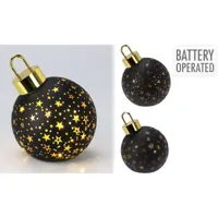 KERSTBAL MET LED 15CM MAT ZWAR