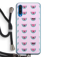 Smiley watermeloenprint: Samsung Galaxy A50 Transparant Hoesje met koord