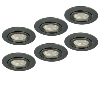Set van 6 Inbouw Inbouw Ledspot Dublin, Gun Metal, 6 Watt, IP44