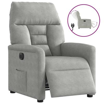 Fauteuil verstelbaar elektrisch microvezelstof lichtgrijs