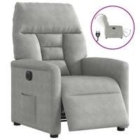 Fauteuil verstelbaar elektrisch microvezelstof lichtgrijs