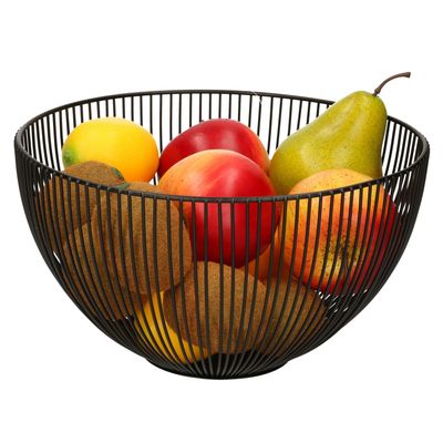 Fruitschaal/fruitmand rond zwart metaal 25 cm
