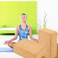High-density natuurlijke groene smaakloos Fitness levert Auxiliary Cork Yoga baksteen (licht bruin)