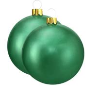 Mega grote decoratie kerstbal - 2x - 65 cm - groen - opblaasbaar