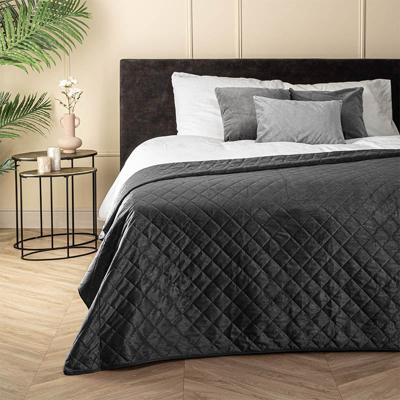 Bedsprei Velvet Ruit Antraciet Patroon 180x260 Cm Anti Allergie Fresh And Co - Dekbed-Discounter.nl