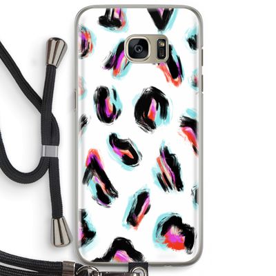Cheetah color: Samsung Galaxy S7 Edge Transparant Hoesje met koord
