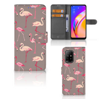 OPPO Reno5 Z | A94 5G Telefoonhoesje met Pasjes Flamingo - thumbnail