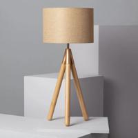 Tafellamp houten poot beige goud & bruin &apos;Didi&apos;
