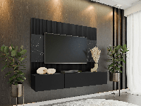 Tv-meubel DORINI 180 cm zwart/marmer zwart