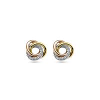 14k Tricolor Gouden Oorknoppen 9mm met Zirkonia - Wit, Rosé & Geel