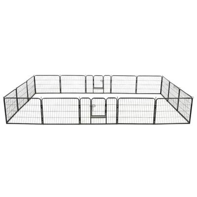 Hondenren met 16 panelen 60x80 cm staal zwart