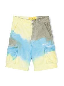 Off-White Kids short cargo à imprimé tie dye - Jaune