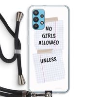 No Girls Allowed Unless: Samsung Galaxy A32 4G Transparant Hoesje met koord