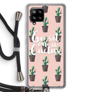 Cactus quote: Samsung Galaxy A42 5G Transparant Hoesje met koord