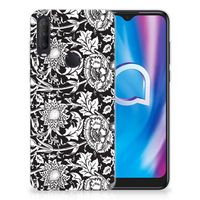 Alcatel 1S (2020) TPU Case Black Flowers - thumbnail