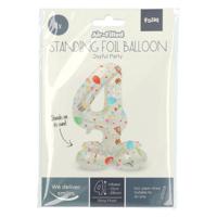 Folat BV Staande folieballon joyful party cijfer 4 -72cm