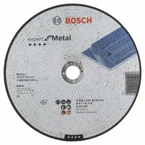 Bosch Accessoires Doorslijpschijf recht Expert for Metal A 30 S BF, 230 mm, 22,23 mm, 3,0 mm - 1 stuks - 2608600324