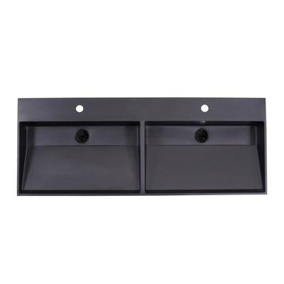 Wastafel Quartz Trend 120 cm Dubbelbak zonder kraangaten