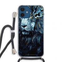 Darkness Lion: iPhone 12 mini Transparant Hoesje met koord