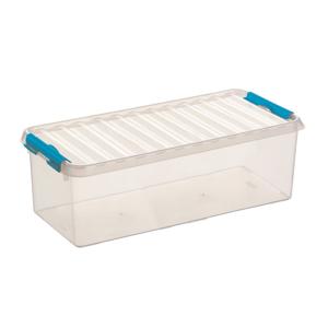 Sunware Q-Line opberg box/opbergdoos - 9.5 liter - 48 x 19 x 15 cm - kunststof - transparant