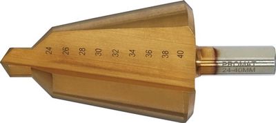 Promat Getrapte plaatboor | boorbereik 24-40 mm | HSS TiN totale lengte 89 mm | snedeaantal 2 - 4000862044 4000862044