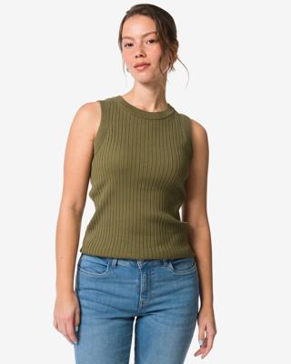 HEMA Damessinglet Frida rib groen (groen)