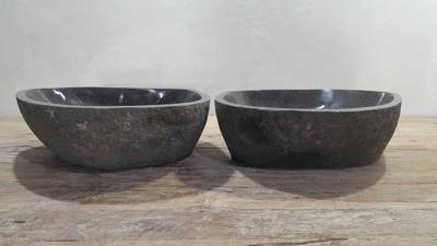 Wasbakken riviersteen set RM250338AB, 47x36x15 cm