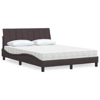 Bed met matras "Hanko" stof donkerbruin 140x200 cm