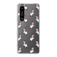 Eenhoorns overal: Sony Xperia 1 III Transparant Hoesje