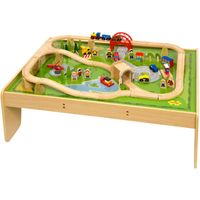 Houten Treinbaan op Speeltafel, 60dlg.