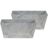 Set van 2x stuks bloempot/plantenpot balkonbak van gerecycled kunststof steengrijs D37 en H17 cm