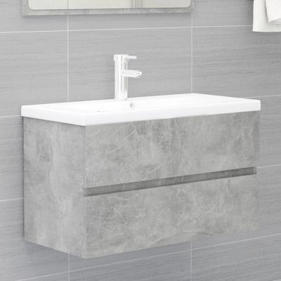 Wastafelkast 80x38,5x45 cm bewerkt hout betongrijs