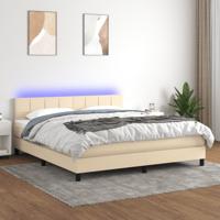 Boxspring met matras en LED stof crèmekleurig 160x200 cm
